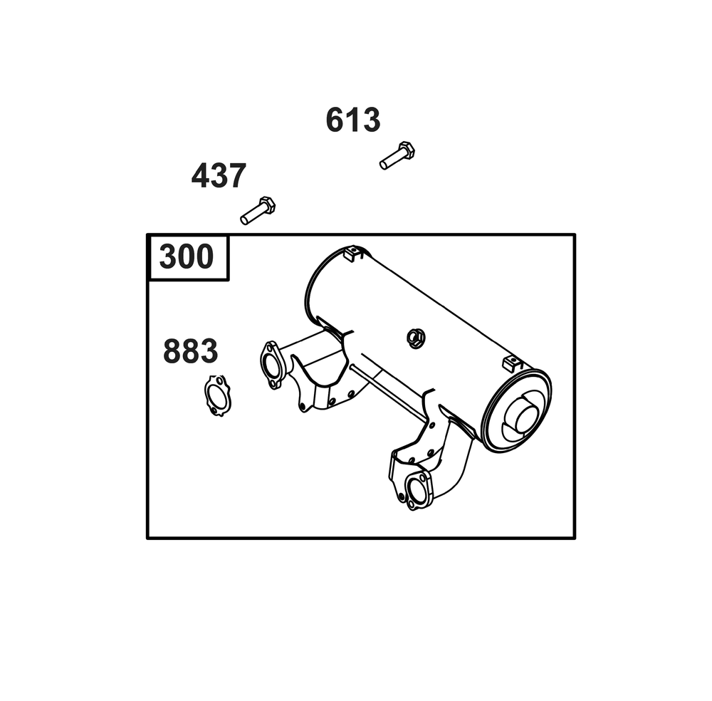 Exhaust Group Diagram and Parts List for 61E377-0061-J1 400000 - 699999 Briggs and Stratton Engine